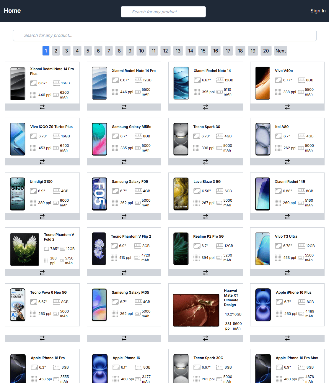 Compare smartphones